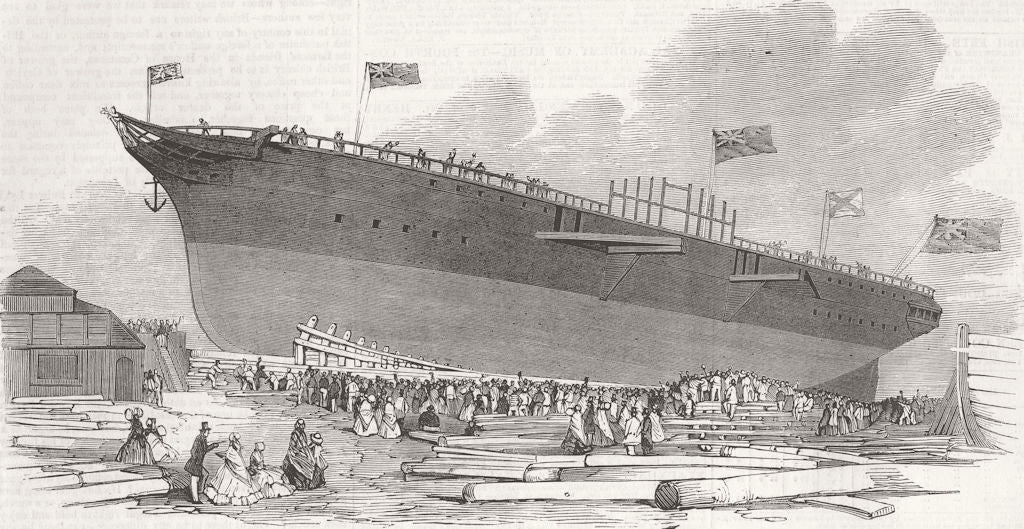 LONDON. Launch. West Indian ship Amazon, Blackwall  1851 old antique print